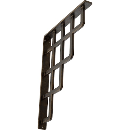 Ekena Millwork Diane Wrought Iron Bracket, (Single center brace), Antiqued Brass 1 1/2"W x 12"D x 15"H BKTM01X12X15SDIABS